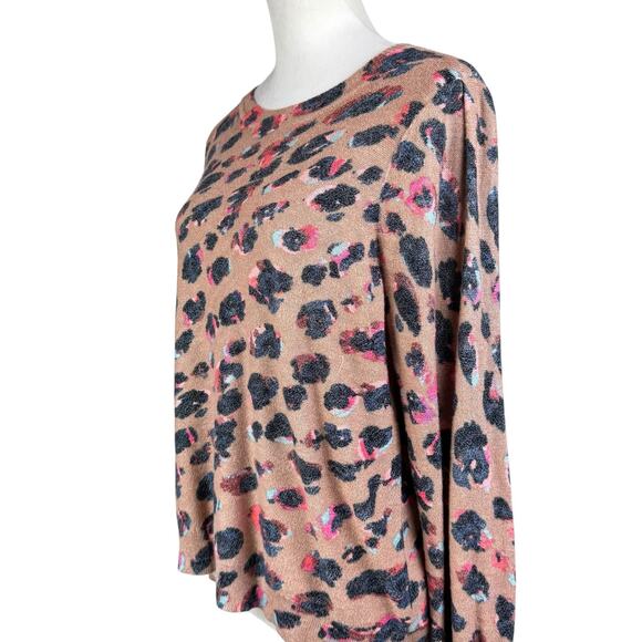 Nic + Zoe Multicolor Cheetah Animal Print Thin Knit Long Sleeve Pullover Sweater - Picture 9 of 13